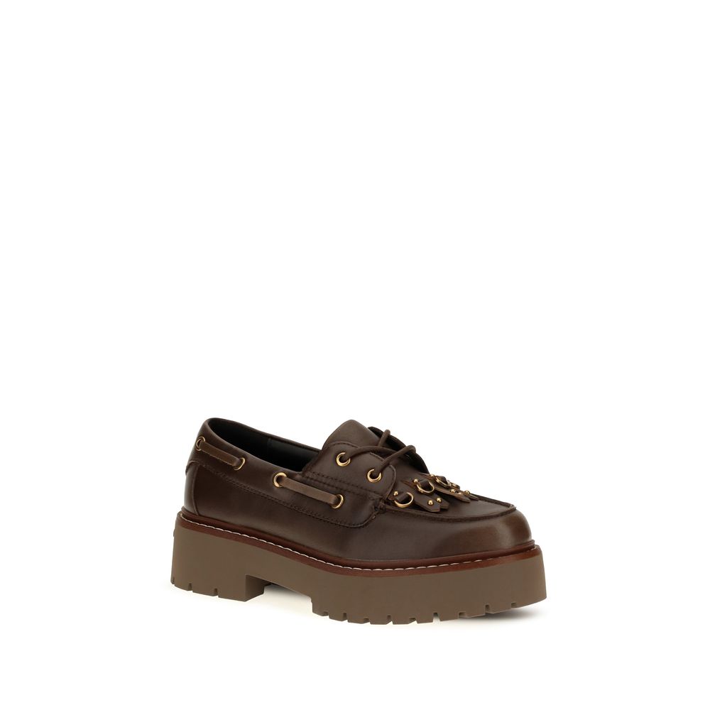 Brown Calf Leather Margaret 01 Platform Loafers