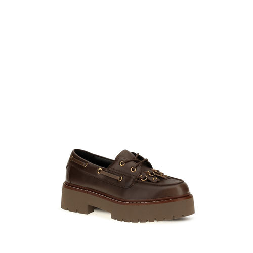 Brown Calf Leather Margaret 01 Platform Loafers
