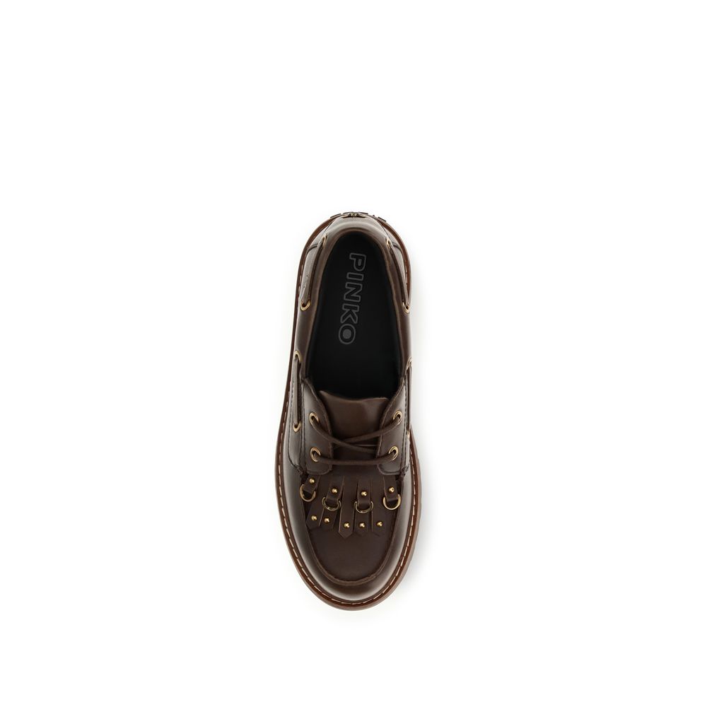 Brown Calf Leather Margaret 01 Platform Loafers