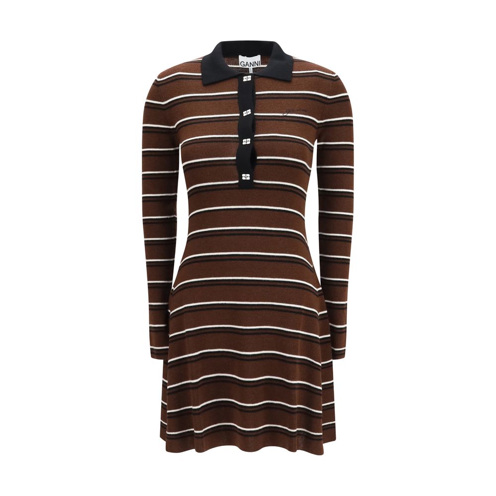 Striped Merino Wool Polo Dress