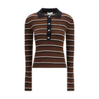 Brown Wool Striped Polo Shirt