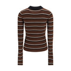 Brown Wool Striped Polo Shirt