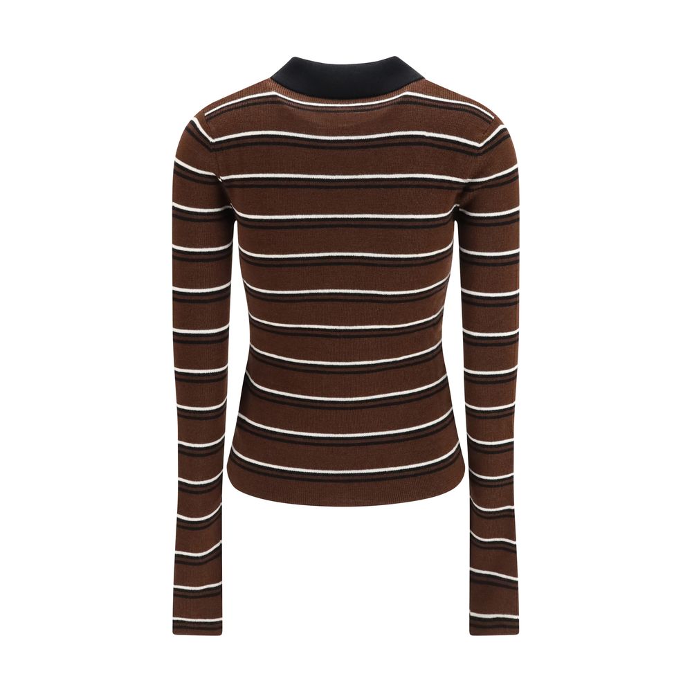 Brown Wool Striped Polo Shirt