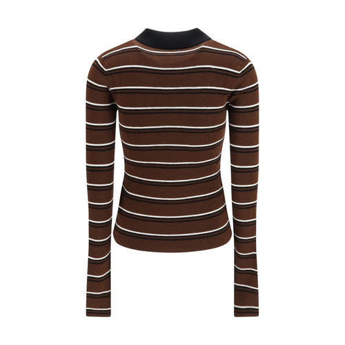 Brown Wool Striped Polo Shirt