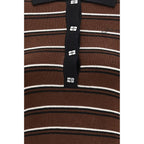 Brown Wool Striped Polo Shirt