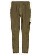 Olive Green Nylon Metal Athletic Pants