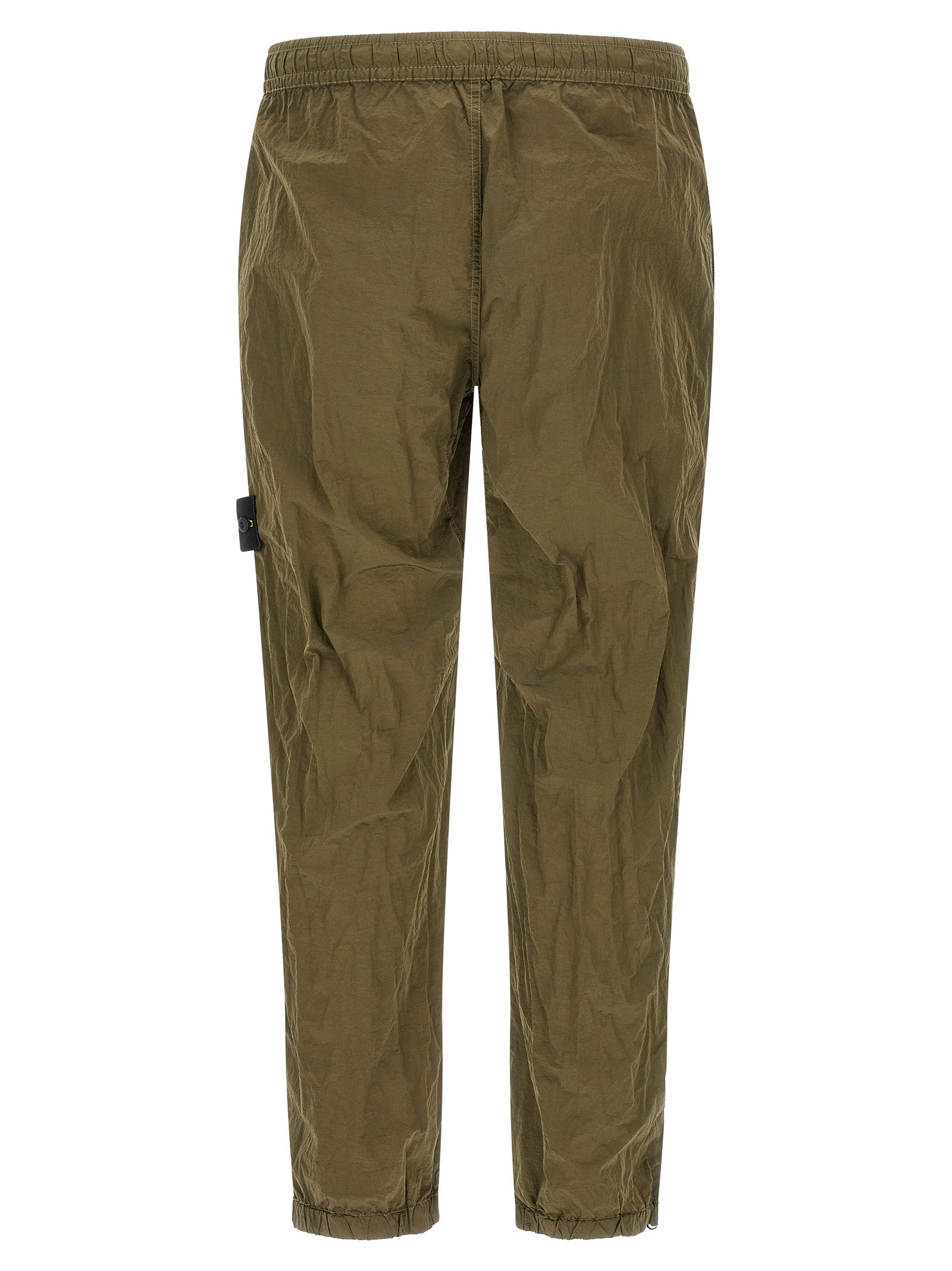 Olive Green Nylon Metal Athletic Pants