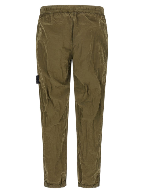 Olive Green Nylon Metal Athletic Pants