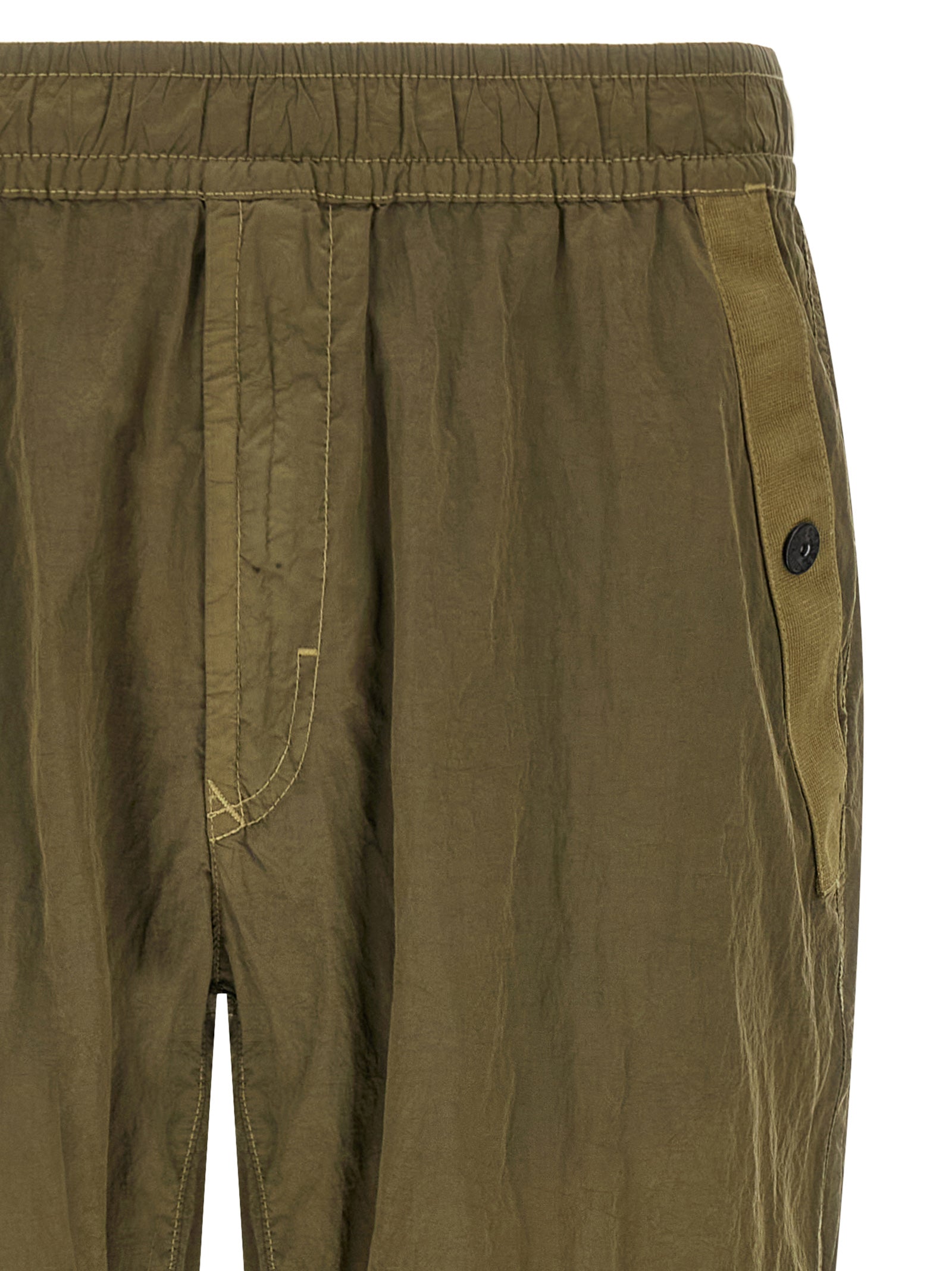 Olive Green Nylon Metal Athletic Pants