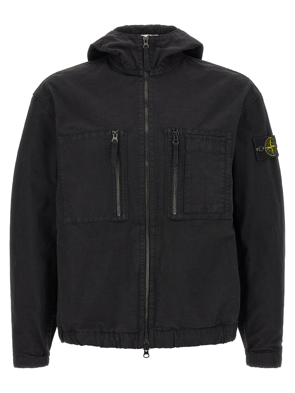 Black Organic Ripstop Cotton Shell Jacket