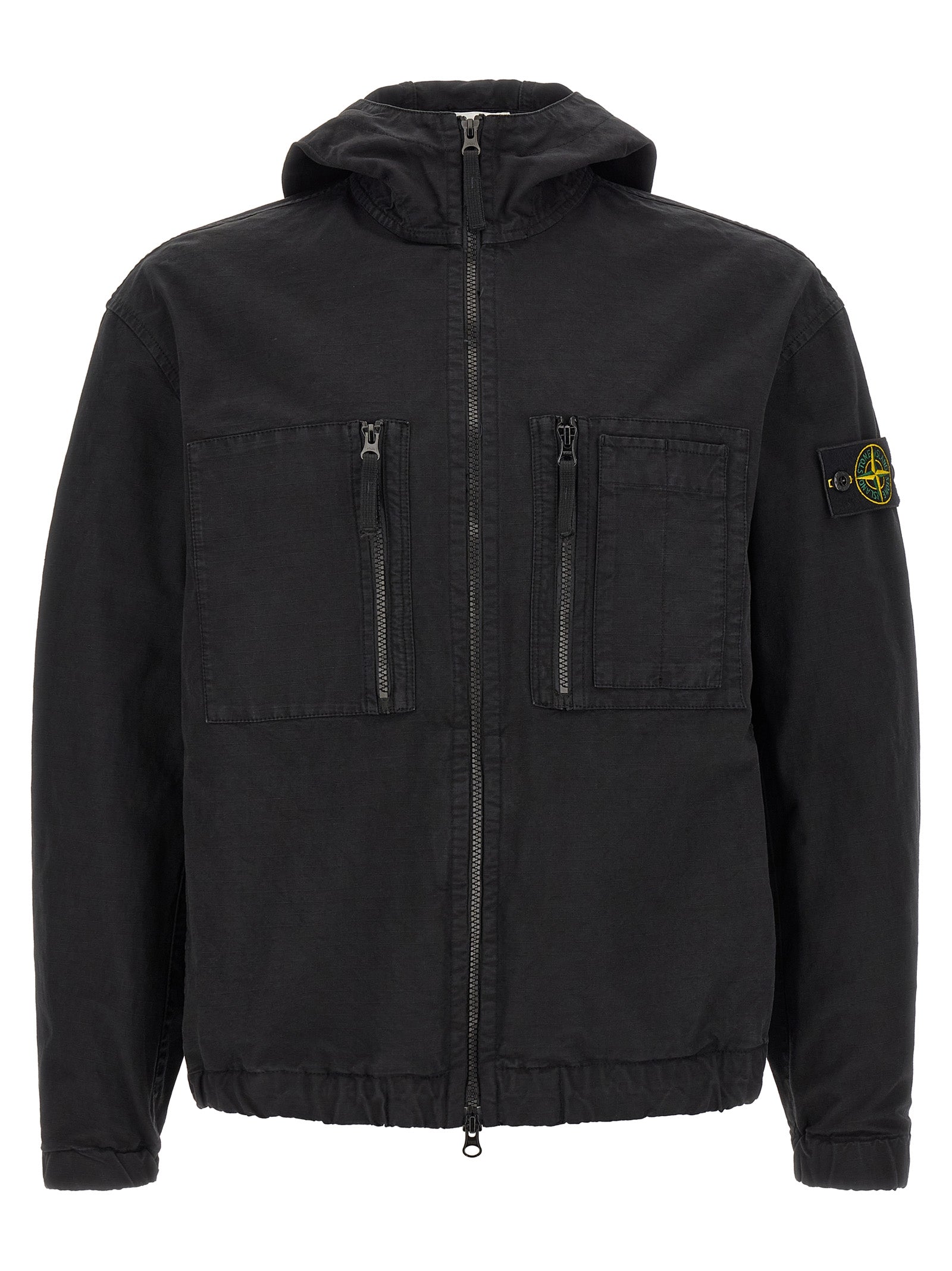 Black Organic Ripstop Cotton Shell Jacket