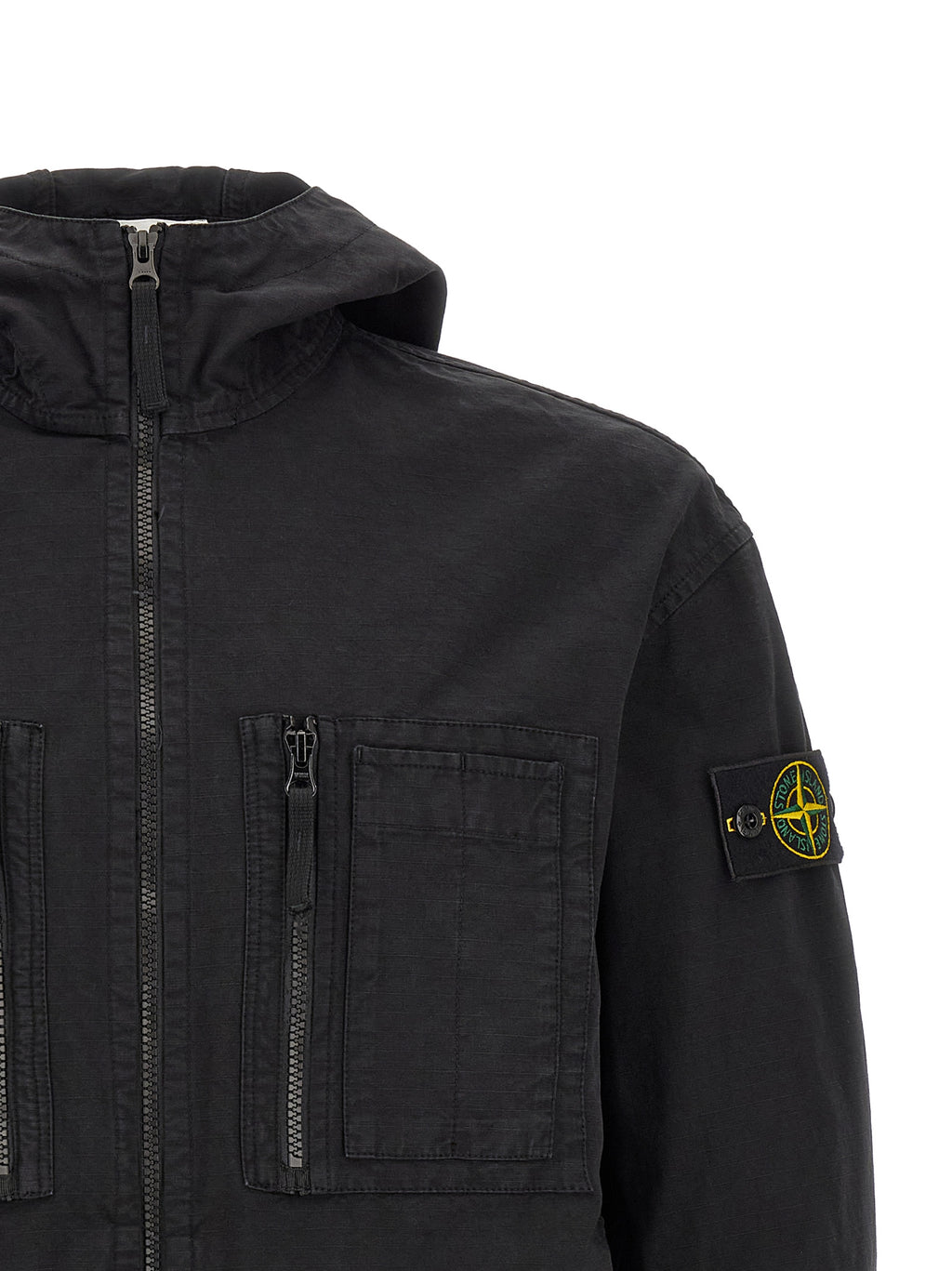 Black Organic Ripstop Cotton Shell Jacket