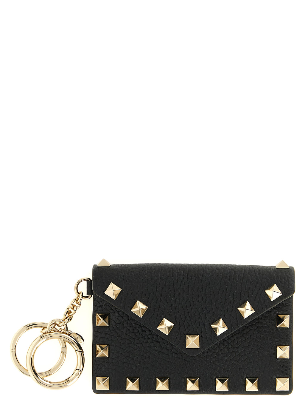 Compact Black Calfskin Charm Cardholder