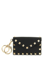 Compact Black Calfskin Charm Cardholder