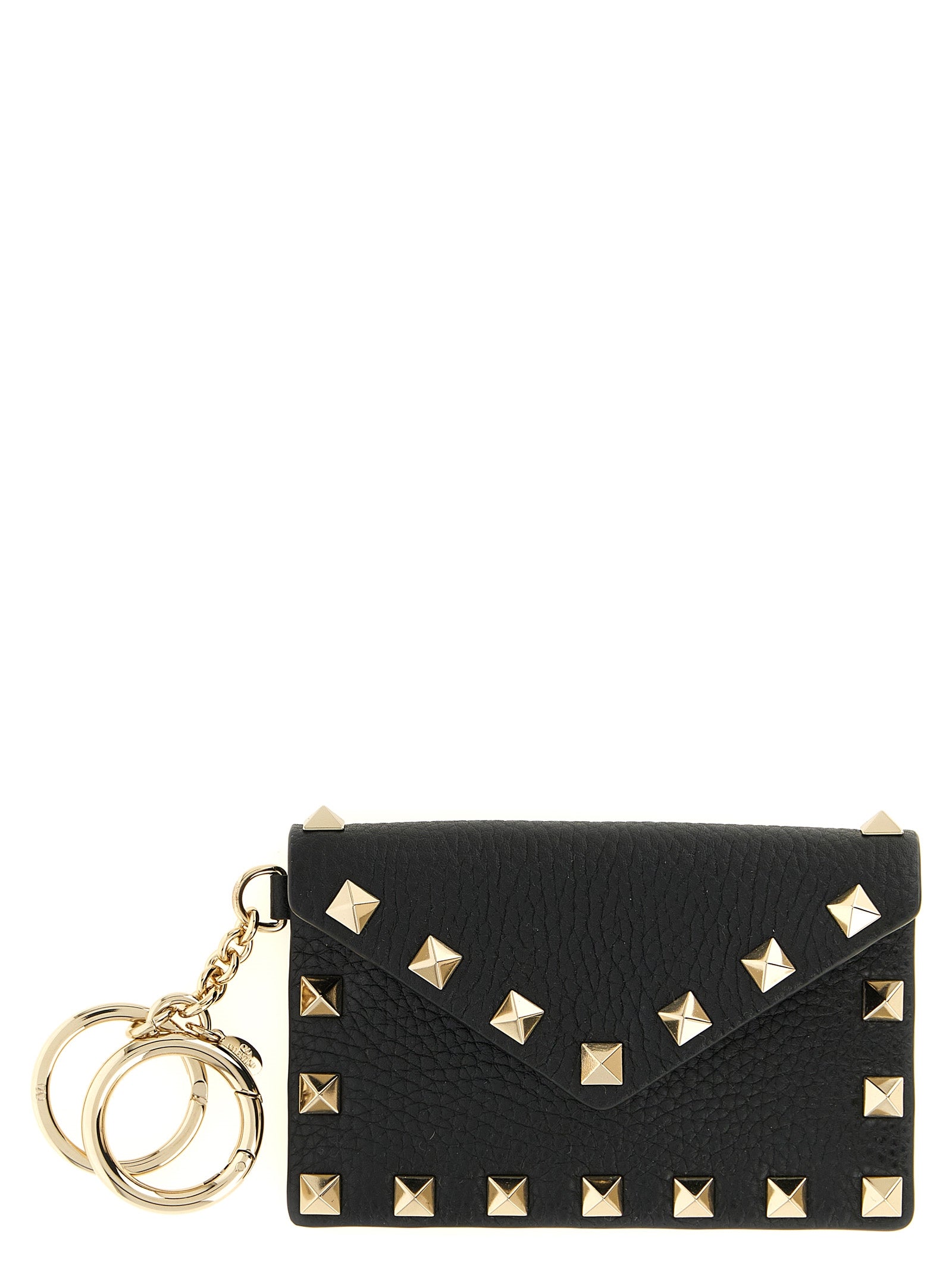 Compact Black Calfskin Charm Cardholder
