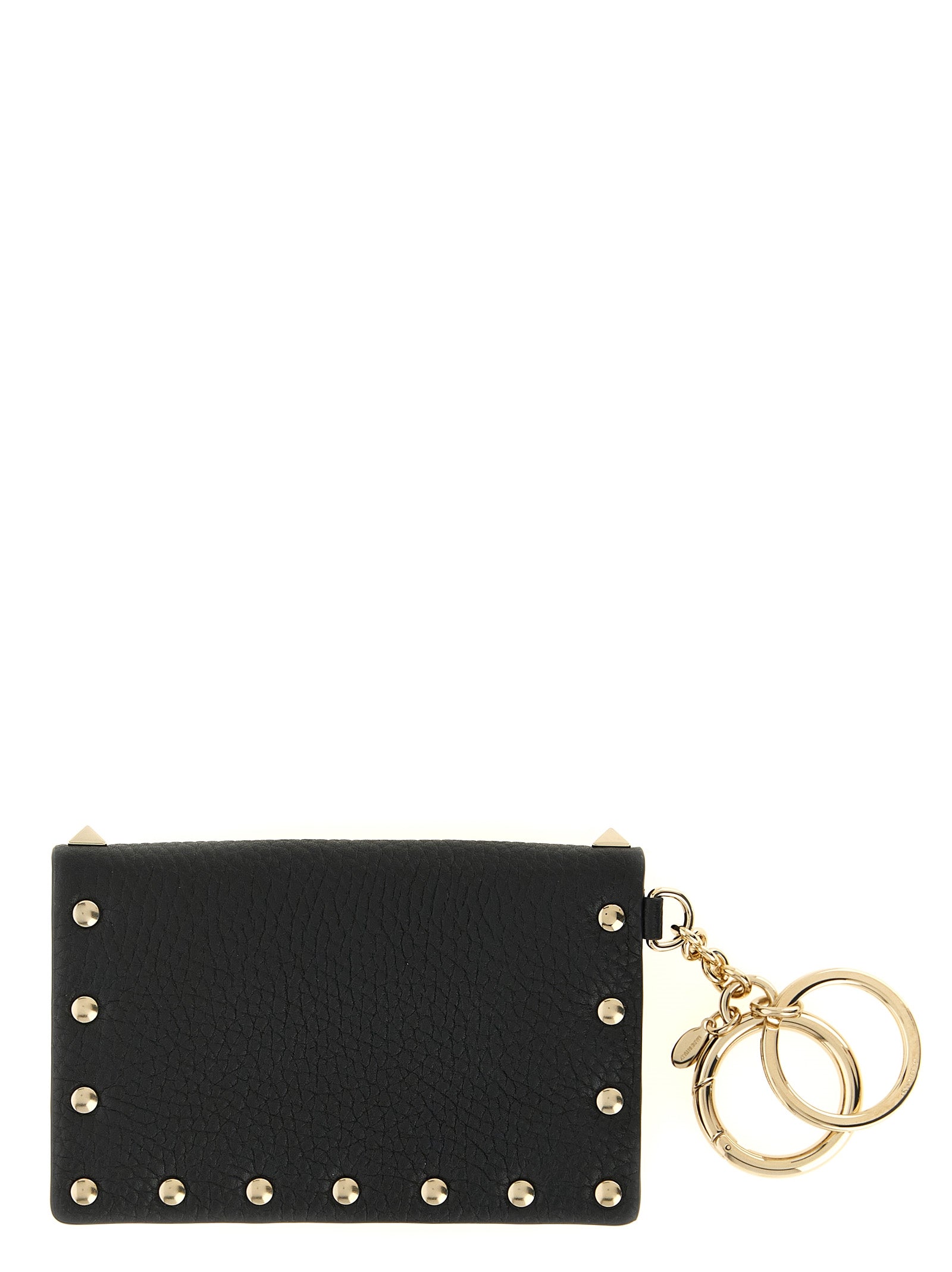 Compact Black Calfskin Charm Cardholder