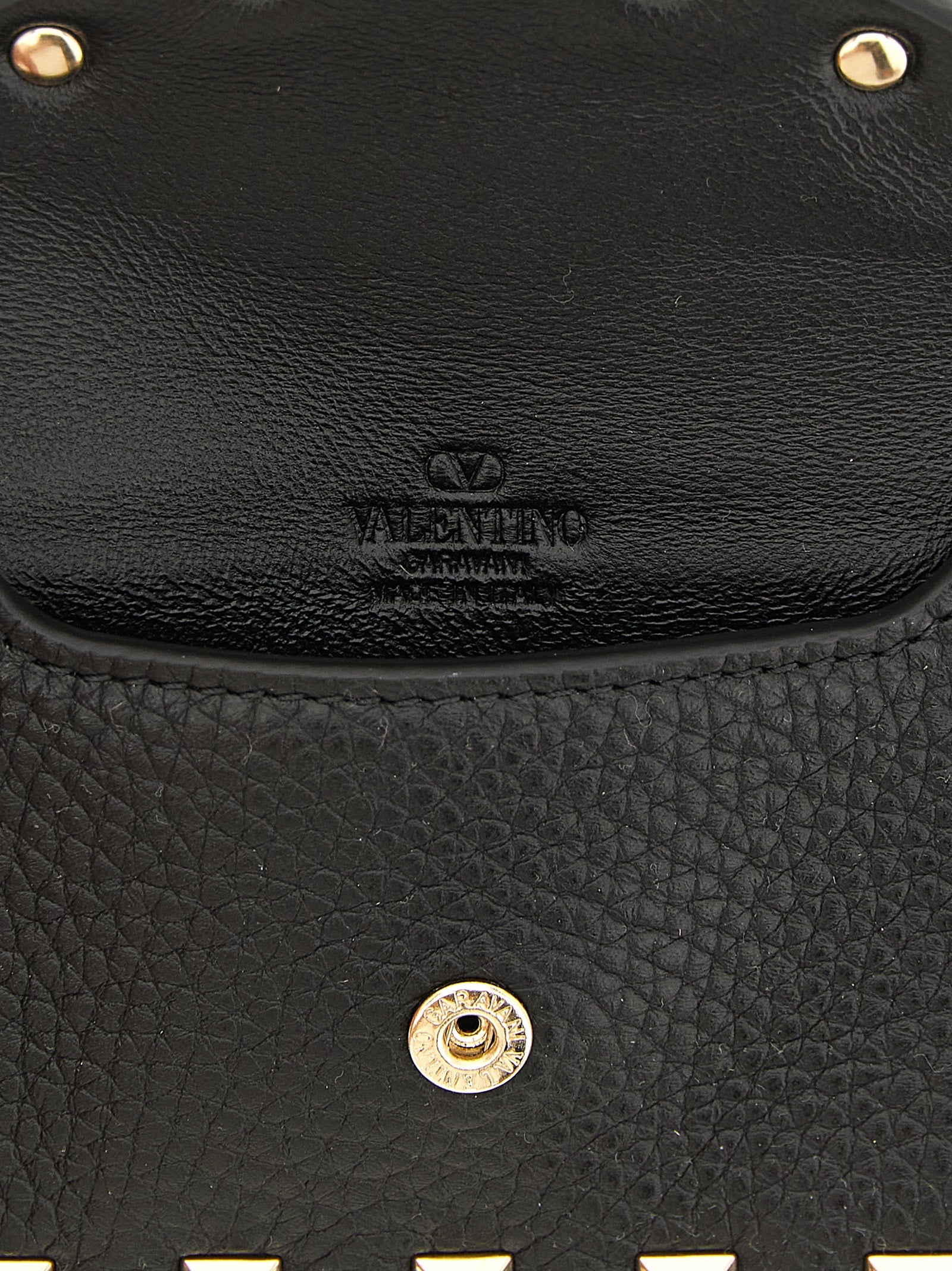 Compact Black Calfskin Charm Cardholder