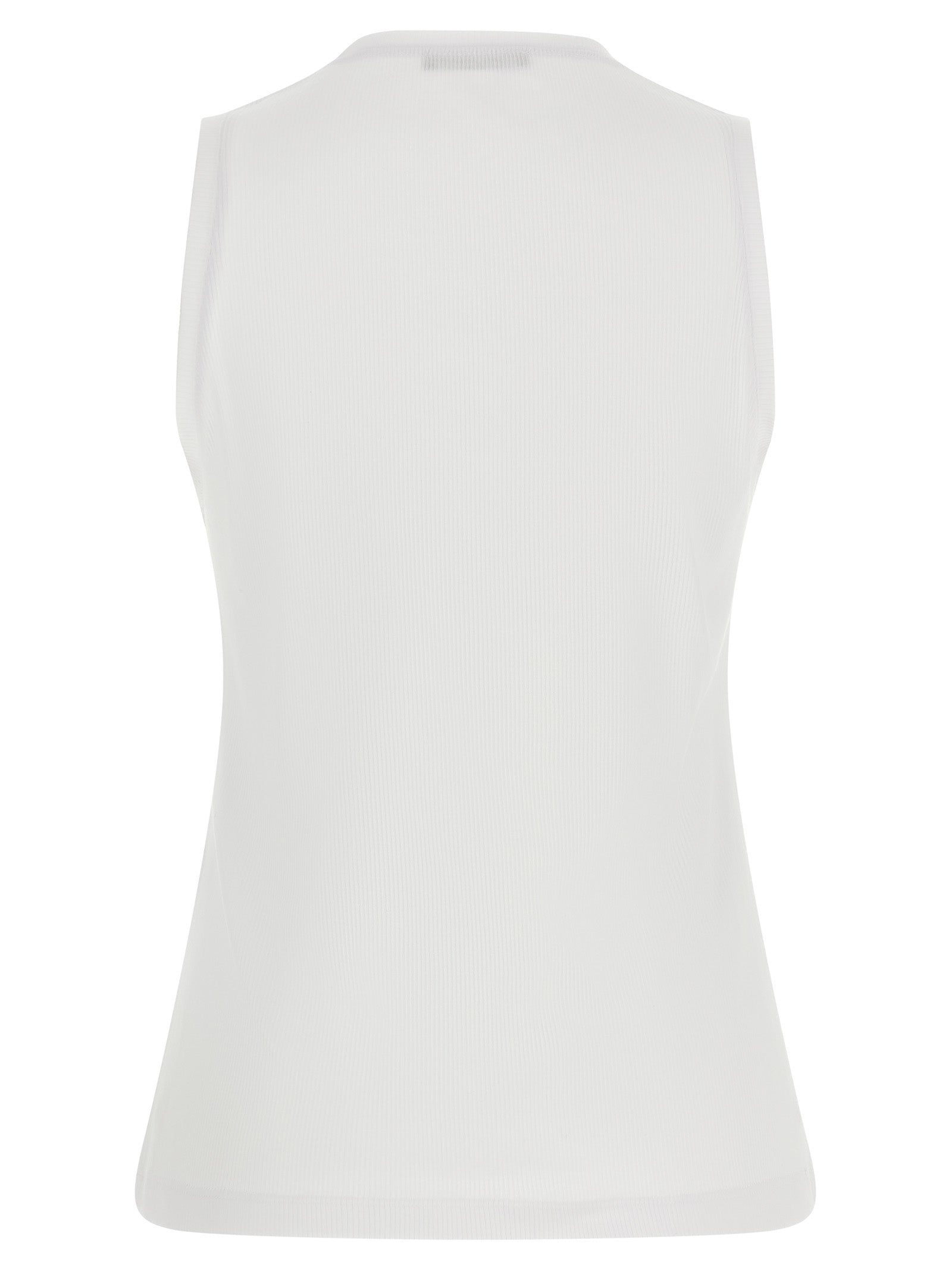 White Cotton Sleeveless Tee