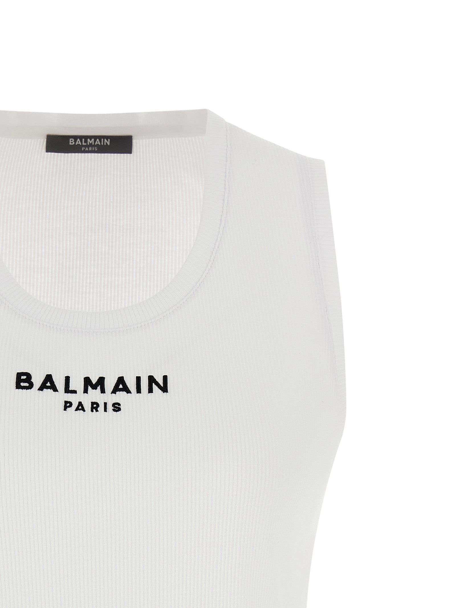 White Cotton Sleeveless Tee