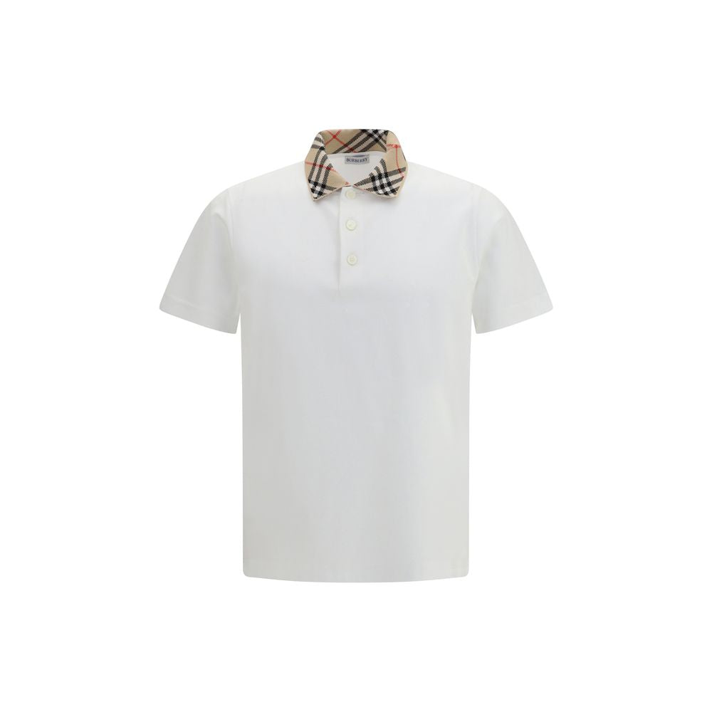 Cotton Sand Beige Check Collar Polo