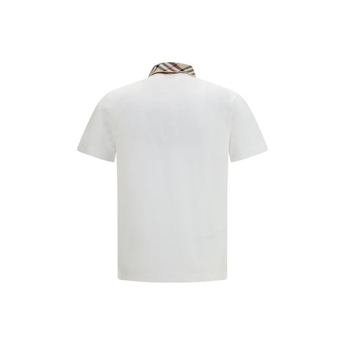Cotton Sand Beige Check Collar Polo