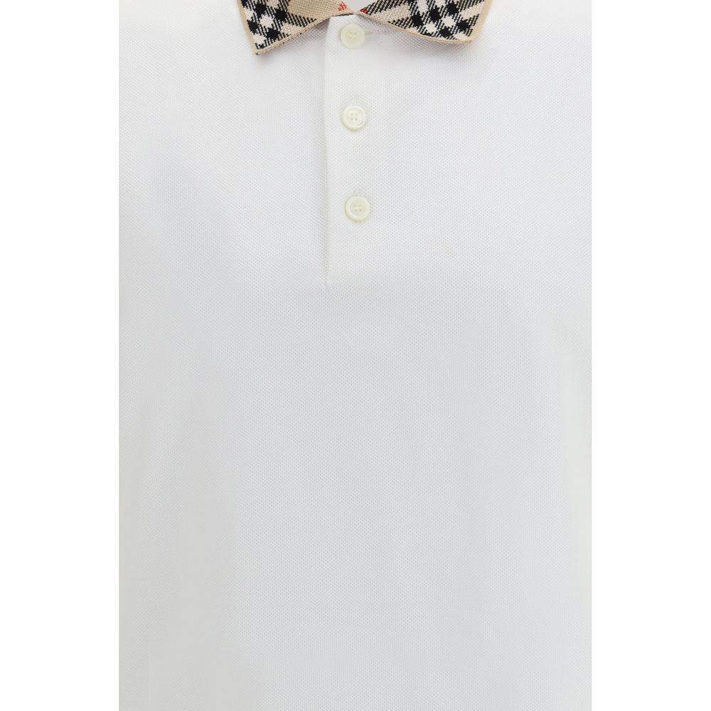 Cotton Sand Beige Check Collar Polo