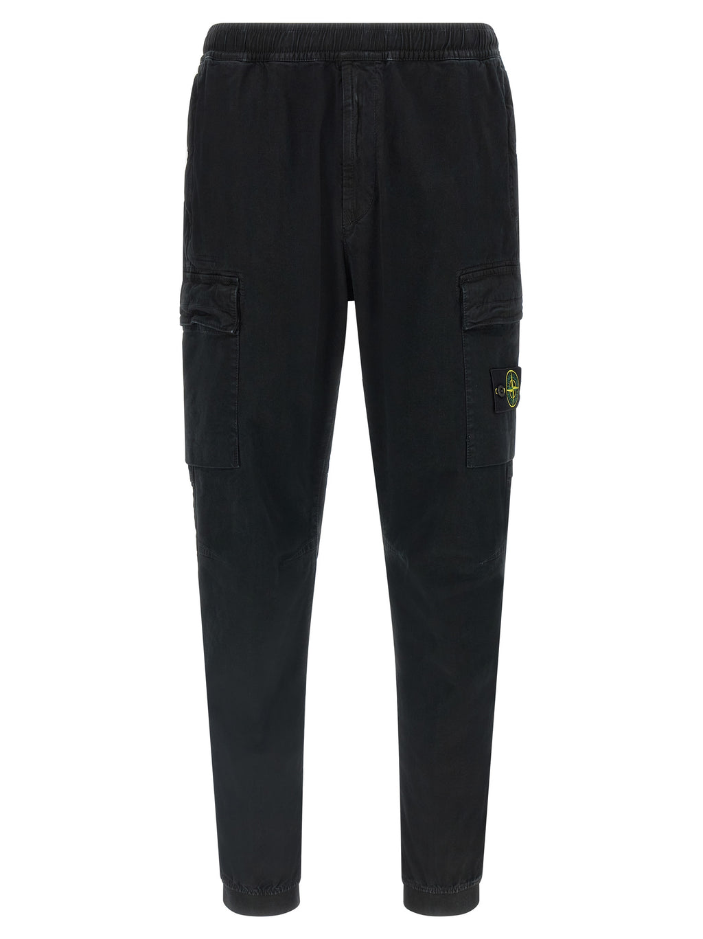 Black Cotton Stretch Cargo Pants