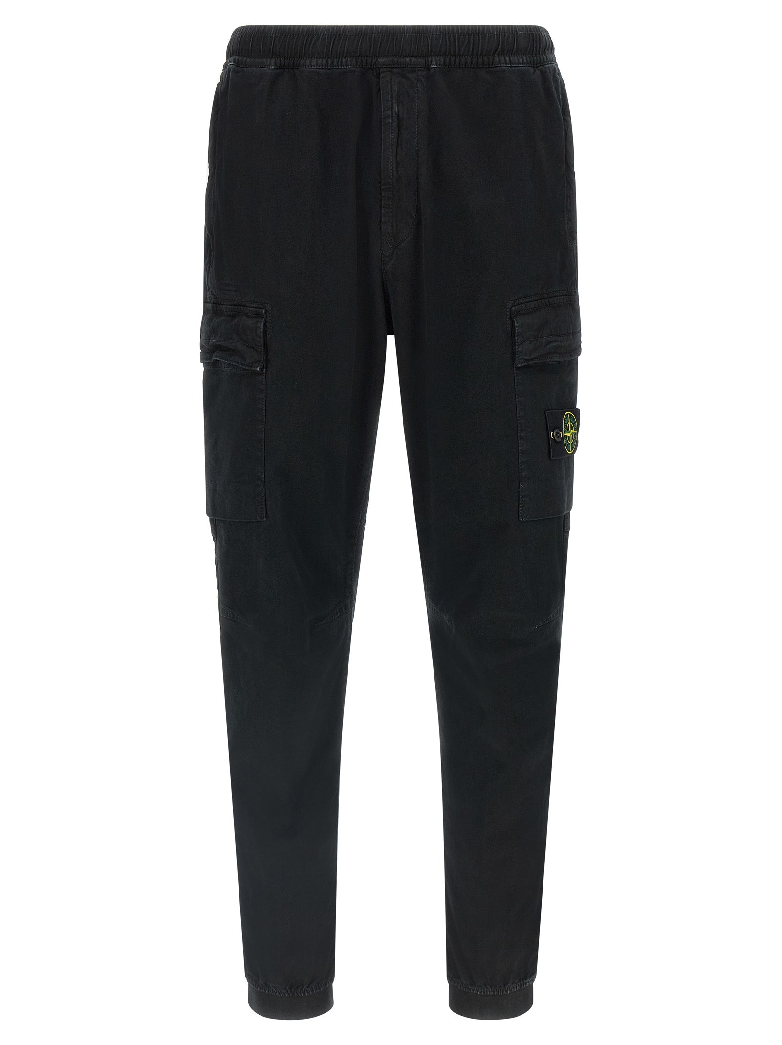 Black Cotton Stretch Cargo Pants