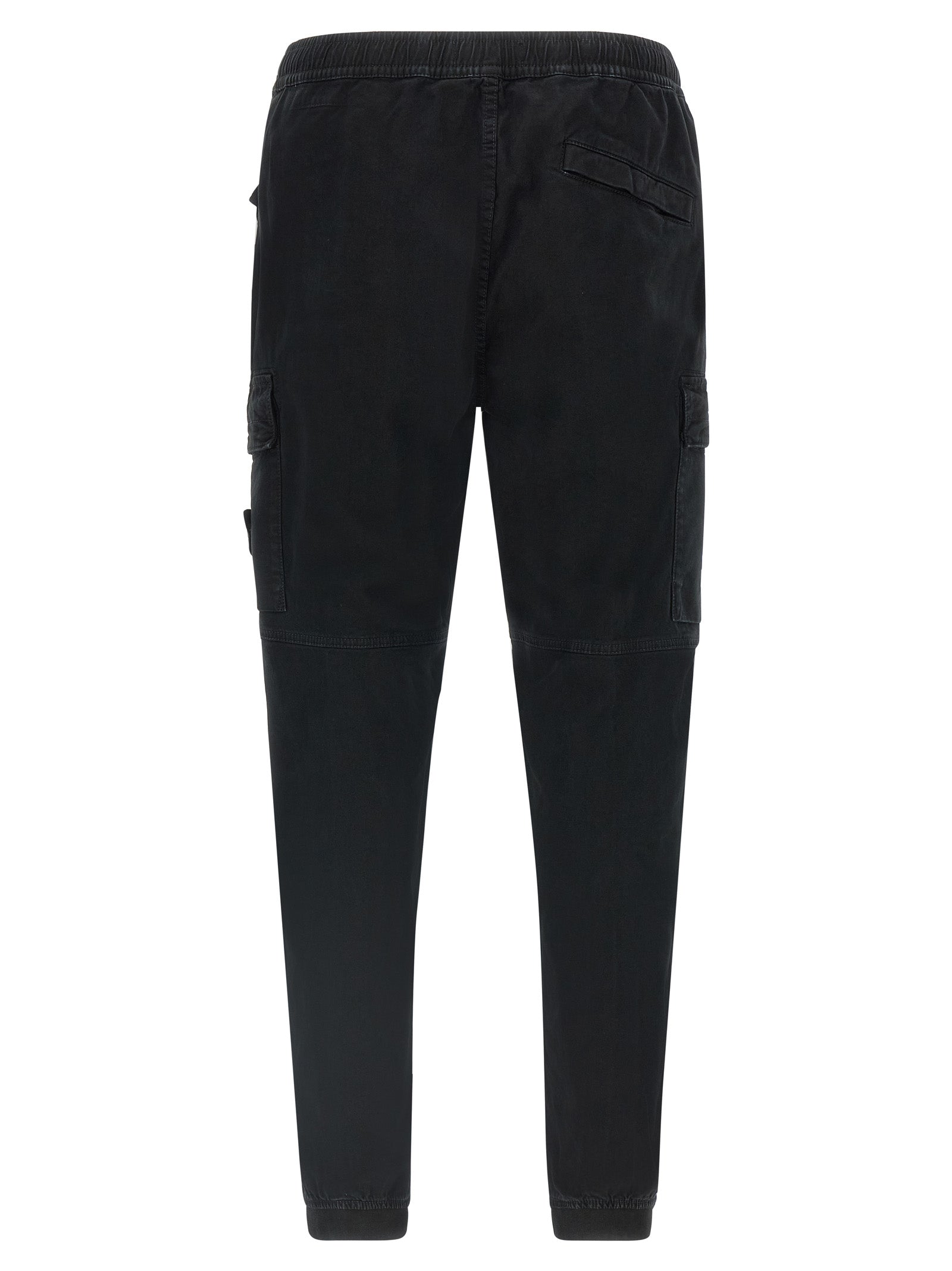 Black Cotton Stretch Cargo Pants