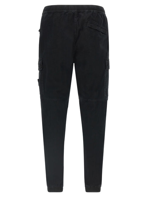 Black Cotton Stretch Cargo Pants