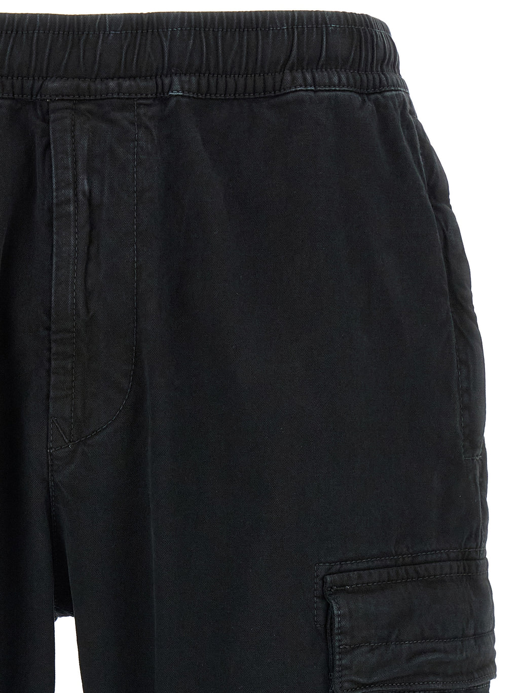 Black Cotton Stretch Cargo Pants