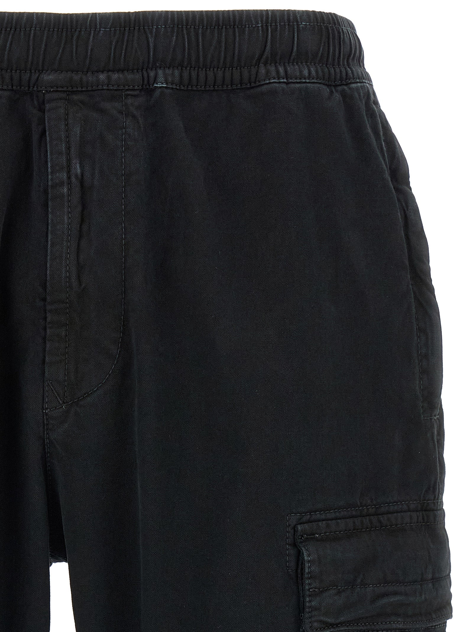 Black Cotton Stretch Cargo Pants