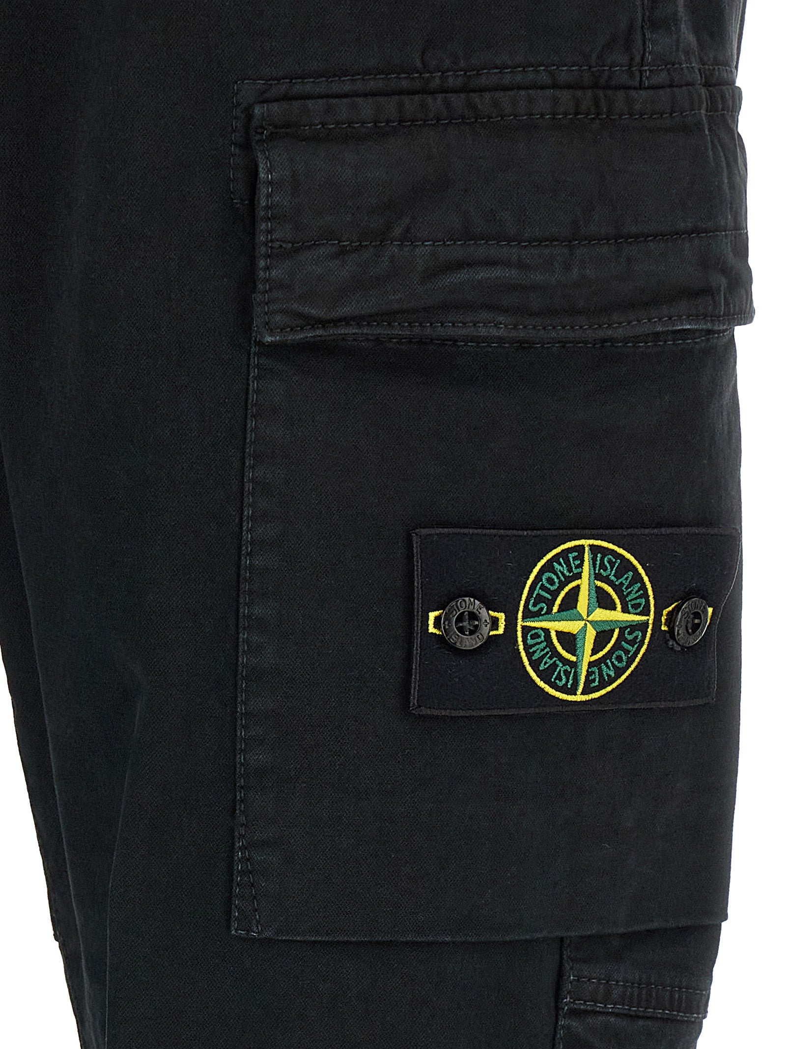 Black Cotton Stretch Cargo Pants