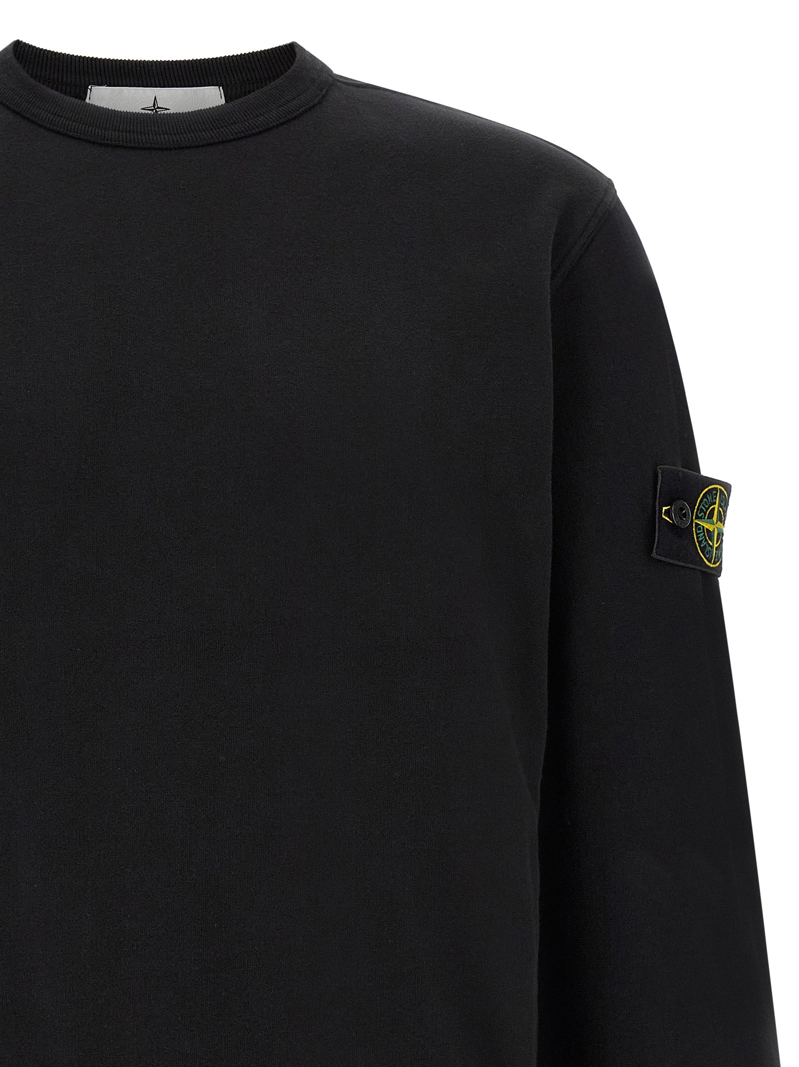Black Cotton Crewneck Sweatshirt