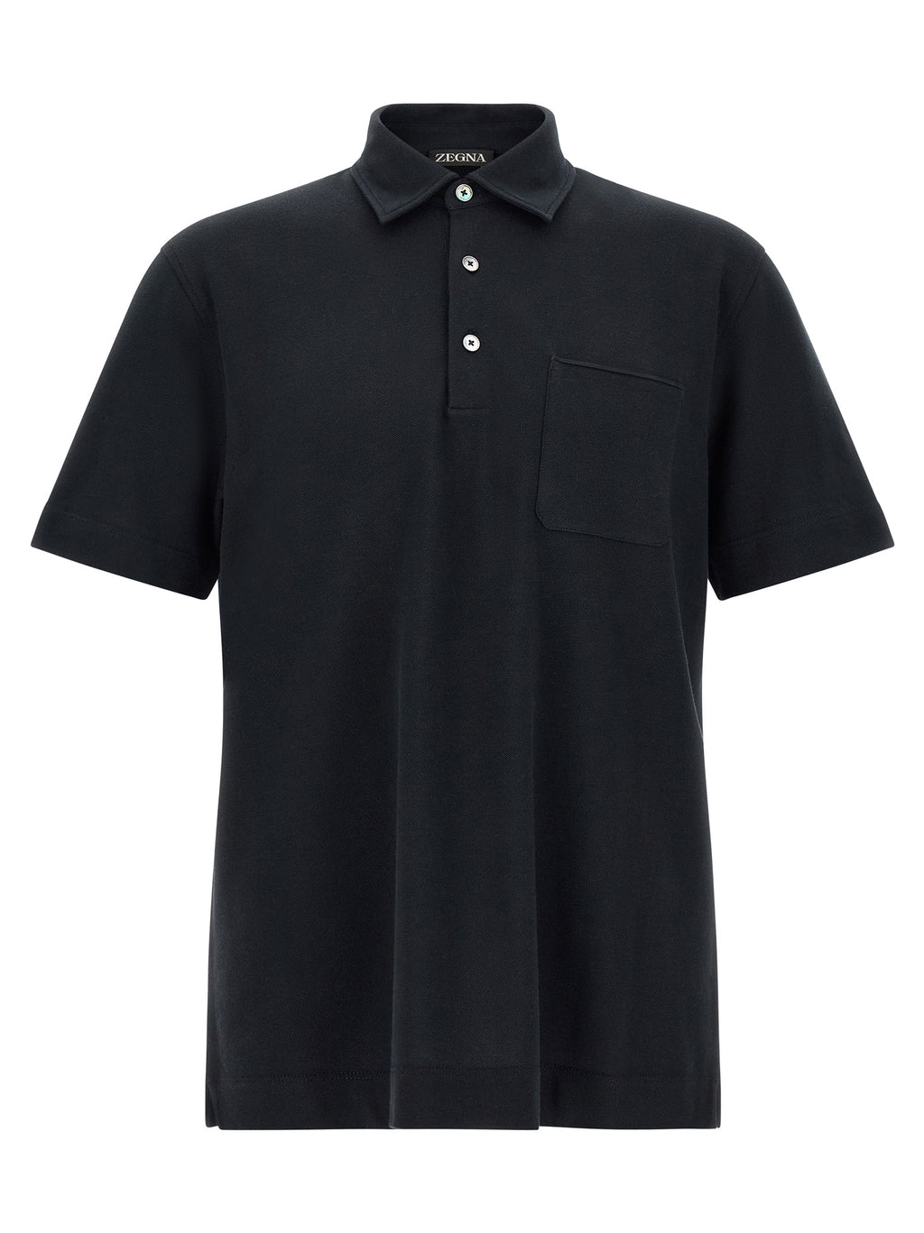 Blue Cotton Piqué Polo