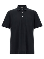 Blue Cotton Piqué Polo