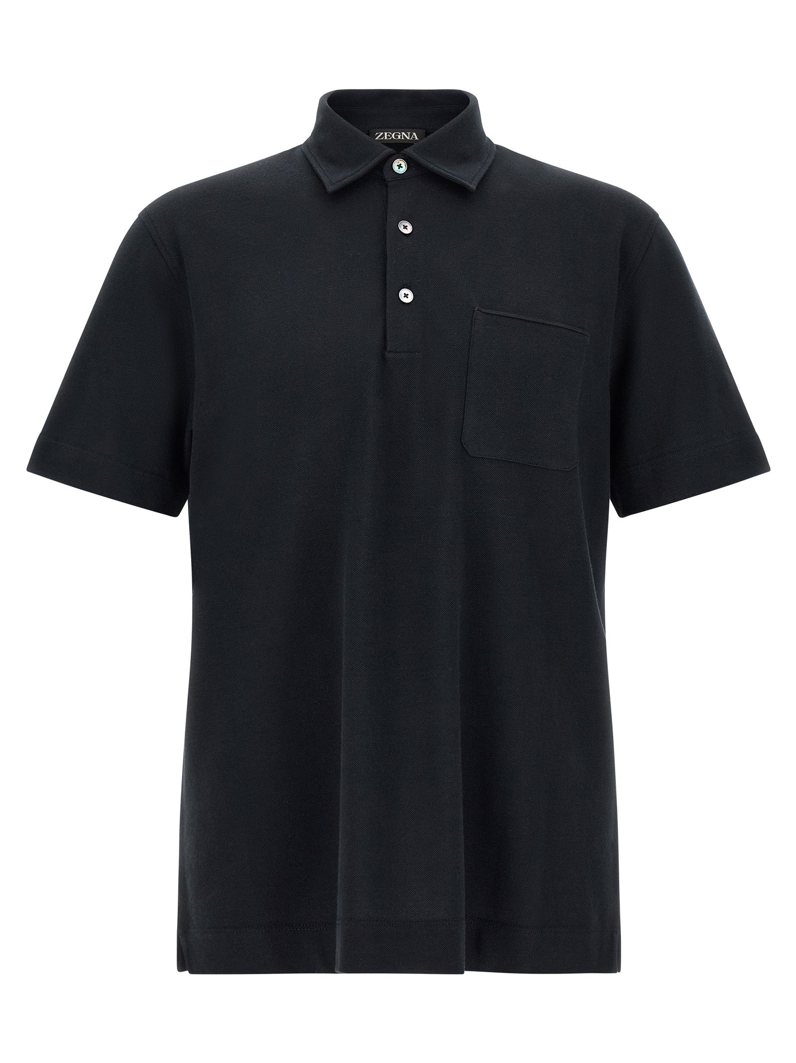 Blue Cotton Piqué Polo