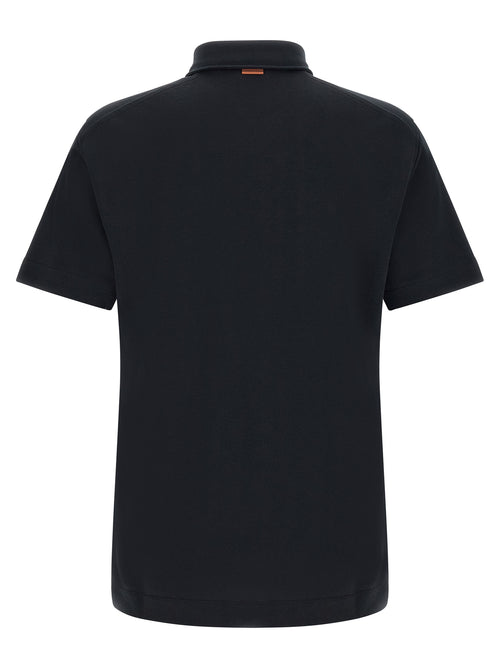 Blue Cotton Piqué Polo