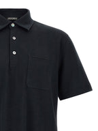 Blue Cotton Piqué Polo