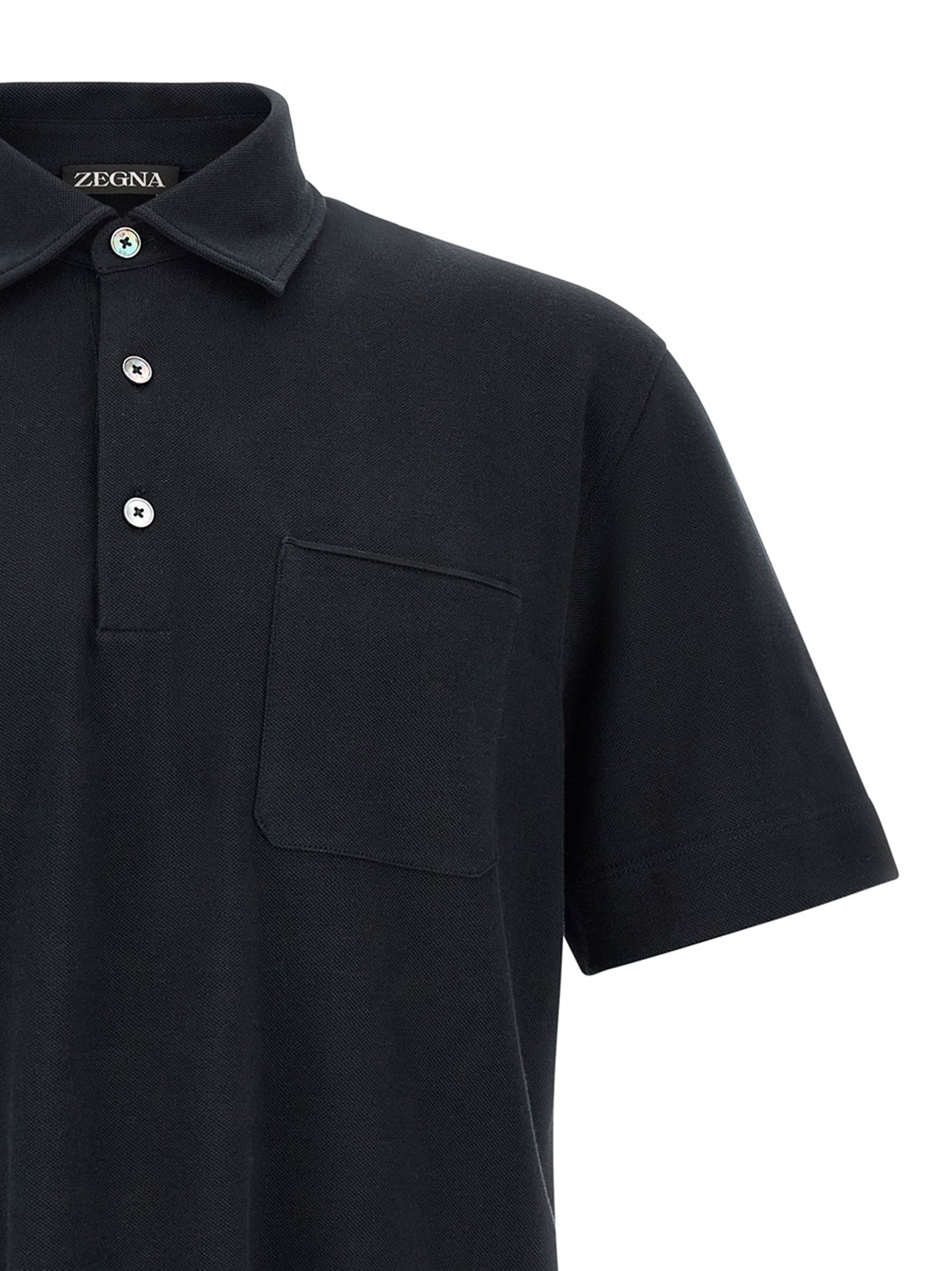 Blue Cotton Piqué Polo