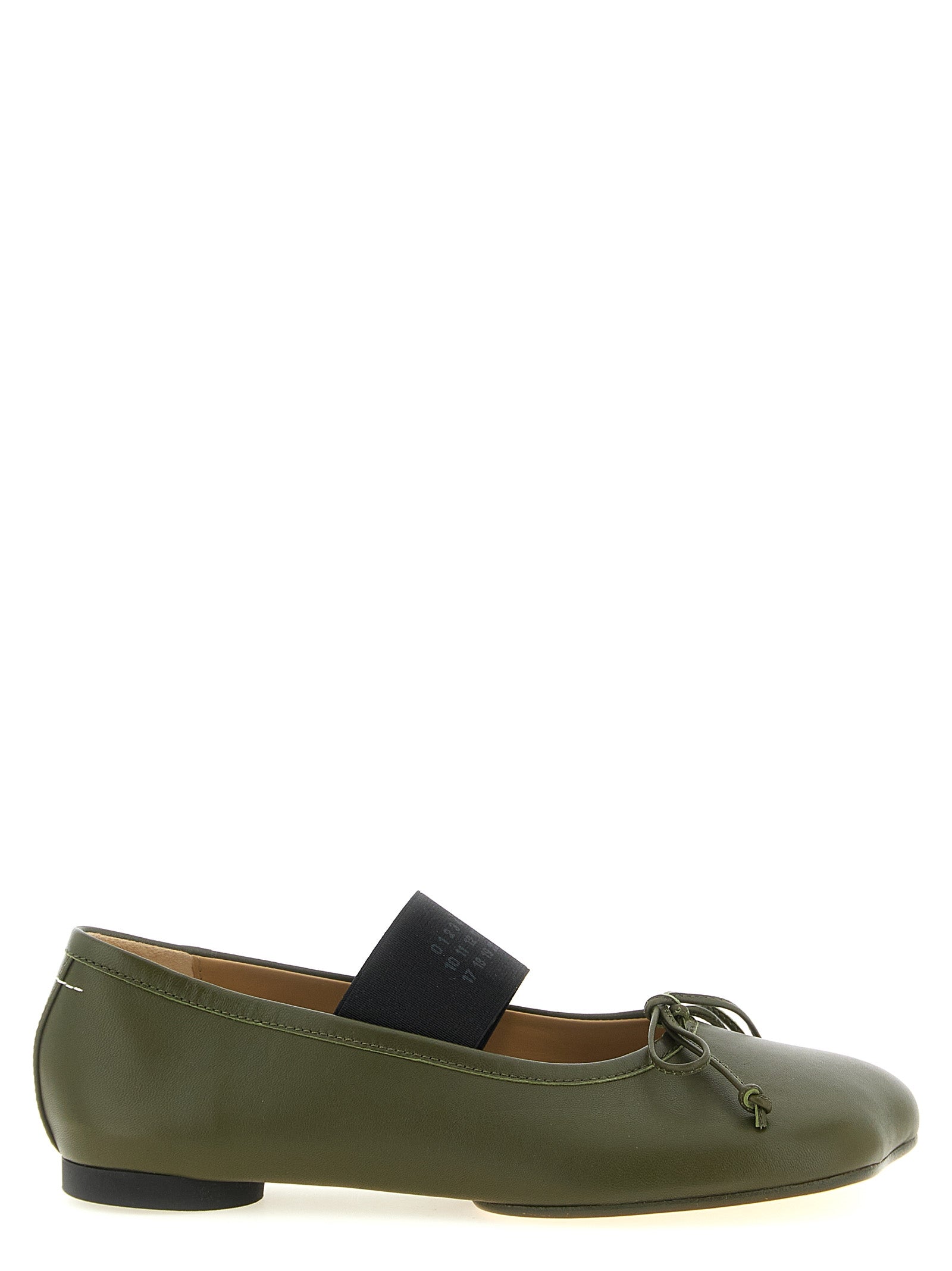 Olive Green Sheepskin Leather Ballet Flats