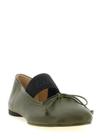 Olive Green Sheepskin Leather Ballet Flats