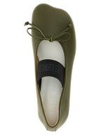 Olive Green Sheepskin Leather Ballet Flats