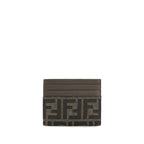 Compact Calf Leather and Jacquard Card Holder