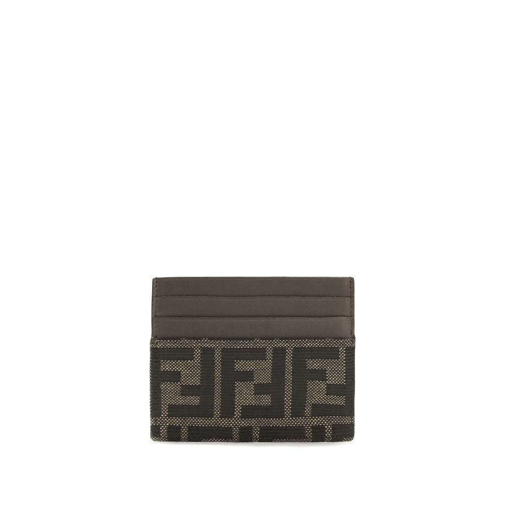 Compact Calf Leather and Jacquard Card Holder