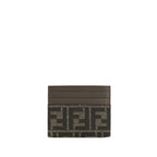 Compact Calf Leather and Jacquard Card Holder