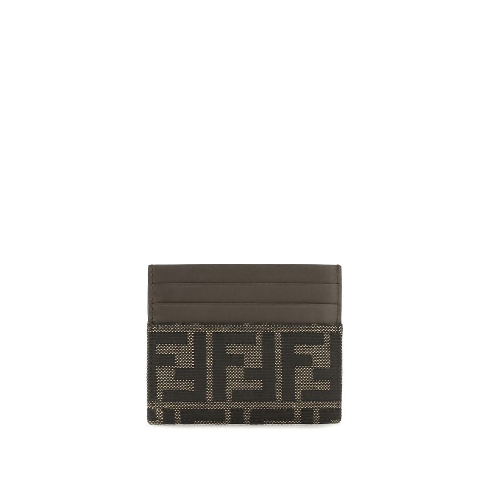 Compact Calf Leather and Jacquard Card Holder