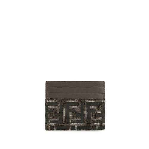 Compact Calf Leather and Jacquard Card Holder
