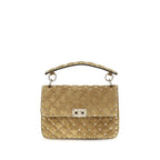 Beige Calfskin Rockstud Spike Bag