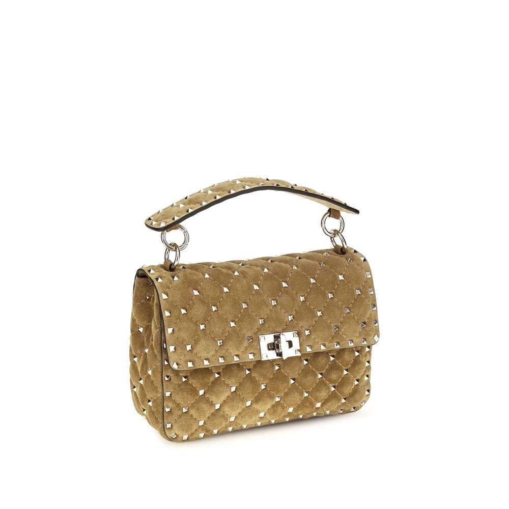 Beige Calfskin Rockstud Spike Bag